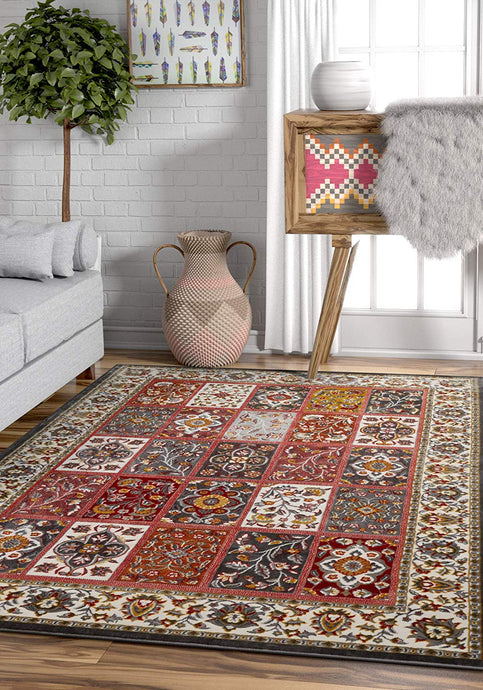 Modern Floral Panel Persian Design Multicolor Area Rug