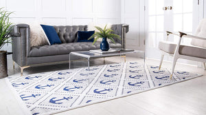 Loom Metro Collection Modern Nautical Geometric Anchor Gray Soft Area Rug