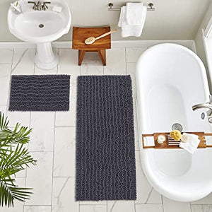 Grey Bathroom Rug Set by Zebrux, Non Slip Thick Shaggy Modern Designed –  Modern Rugs and Decor