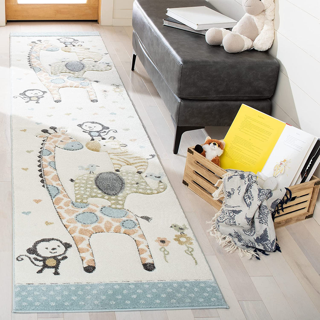 Carousel Kids Collection CRK120A Animal Nursery Playroom Area Rug,Ivory