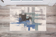 Abstract Blue Gray Ivory Area Rug