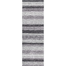 Premium Handmade Striped Gray Plush Shag Area Rugs