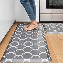 Kitchen Mat and Kitchen Rugs 2 PCS, Cushioned 1/2 Inch Thick Anti Fatigue Waterproof Mat, Comfort Standing Desk Mat, Kitchen Floor Mat with Non-Skid & Washable for Home, Office, Sink - Grey