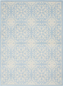 Transitional Floral Ivory/Light Blue Area Rug