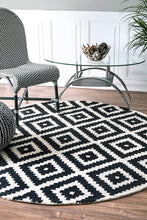 Geometric Black Contemporary Wool Area Rug