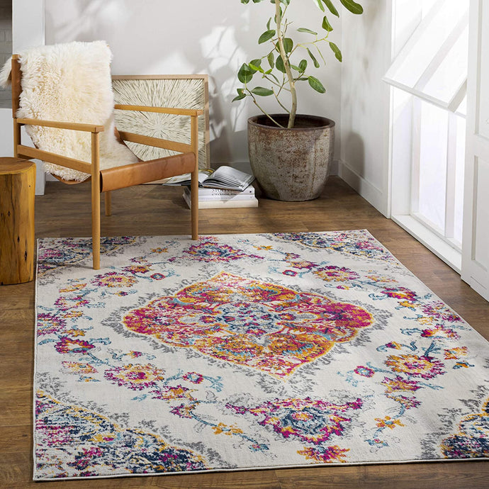 Antioch Medallion Soft Area Rug Orange