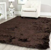 Premium Handmade Silken Chocolate Plush Shag Area Rug