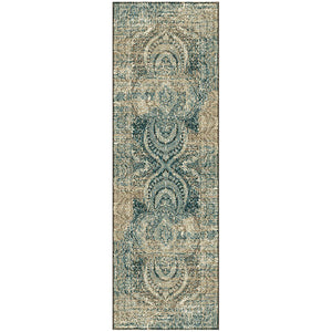 Medallion Blue Beige Area Rug