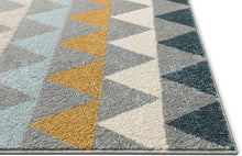 Triangles Geometric Grey Gold Area Rug