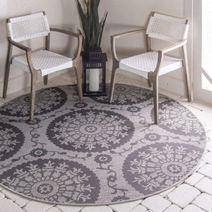 Botanical Collection Floral Abstract Transitional Indoor Outdoor Flatweave Gray/Light Gray Area Rug
