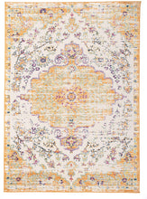 Vintage Medallion Floral Ivory Orange Soft Area Rug