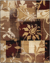 Geometric Patchwork Distressed Burgundy Soft Area Rug - Multiple Sizes Available