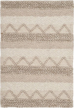 Natura Collection Handmade Moroccan Boho Tribal Wool & Viscose Area Rug Beige