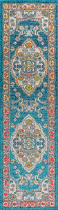 Bohemian Flair Boho Chic Medallion Blue/Yellow Soft Area Rugs