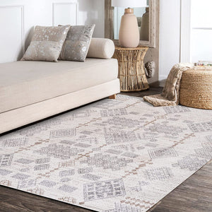 Bhalil Berber Diamond Geometric Beige/Gray Soft Area Rug