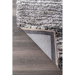 Premium Handmade Striped Gray Plush Shag Area Rugs