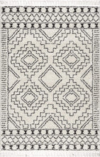 Moroccan Tribal Off White Grey Shag Soft Plush Area Rug