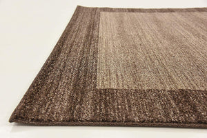 Contemporary Bordered Soft Light Brown Area Rug