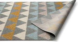 Triangles Geometric Grey Gold Area Rug