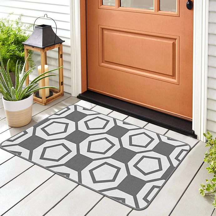 Modern Geometric Grey Non-Slip Area Rug