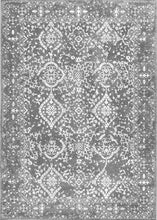 Faded Vintage Floral Damask Distressed Silver Soft Area Rug