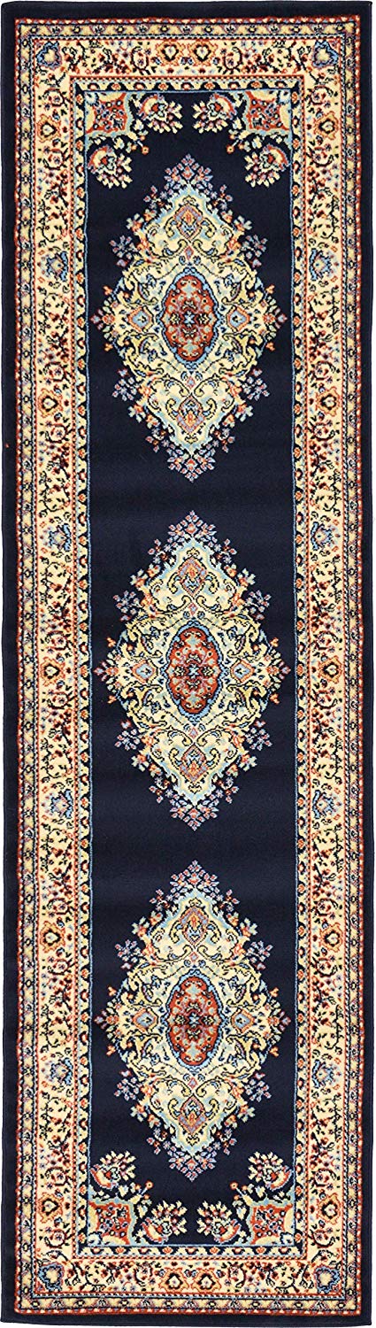 Traditional Navy Blue Soft Area Rug