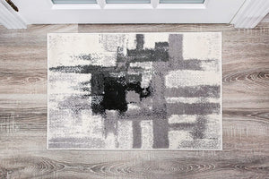 Abstract Black Gray Ivory Area Rug