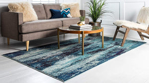 Bright Abstract Blue Soft Area Rug