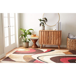 Contemporary Abstract Brown Red Soft Area Rugs