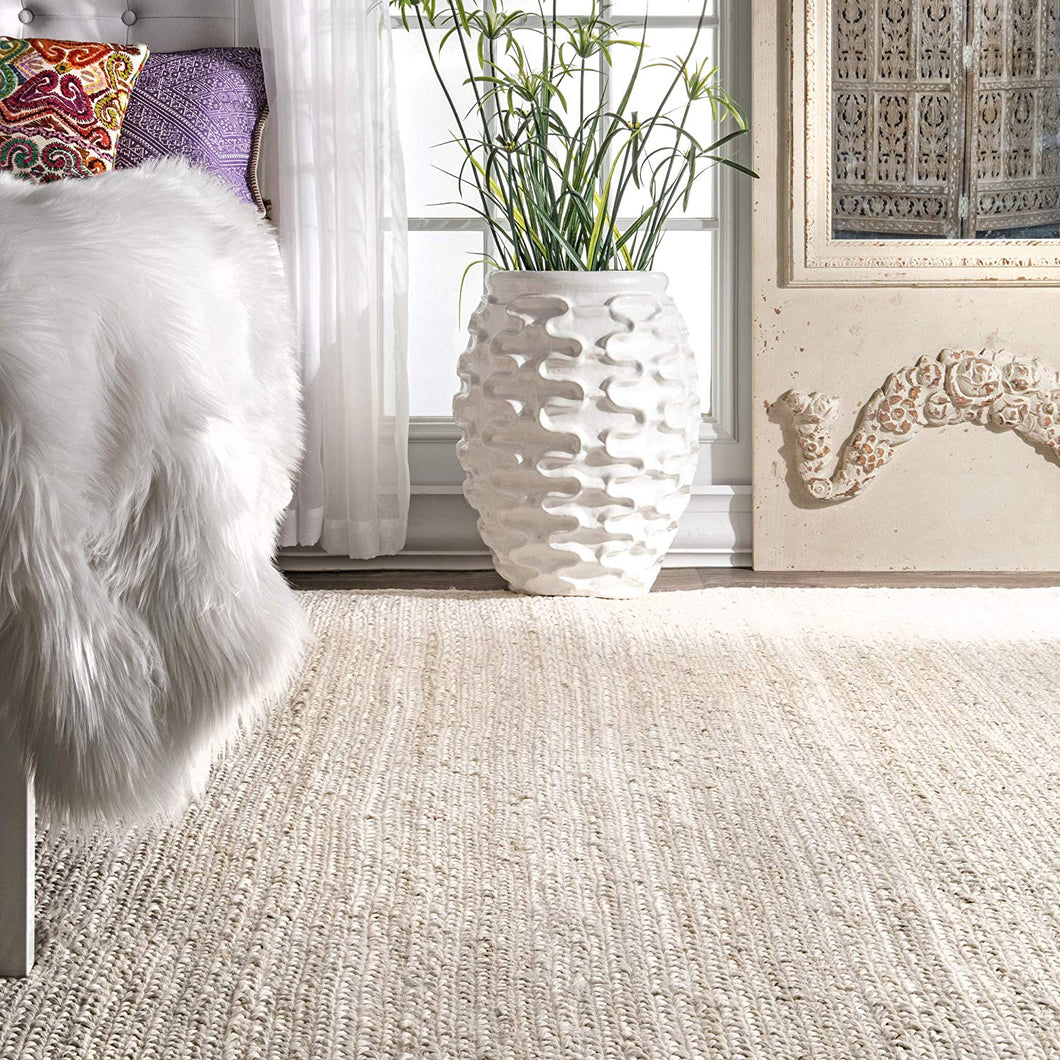 Handmade Braided Off-white Jute Area Rugs