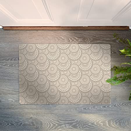 Shape28 Floor Mat Ultra Thin Kitchen Rug with Non Slip Rubber Backing  35”x23” Cappuccino Design 1S