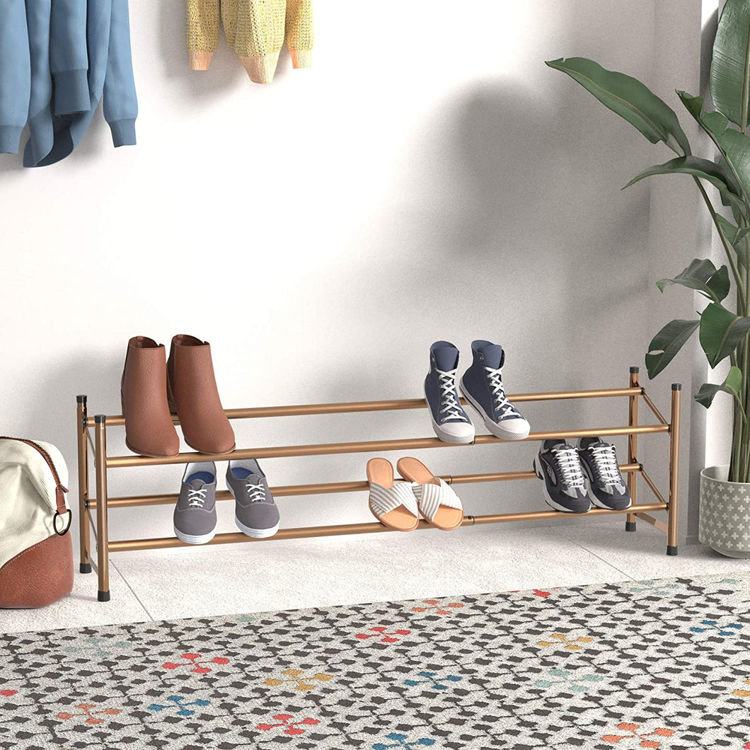 Easy Assemble Shoe Rack 4 Tier Rose Gold Modern Rugs and Decor