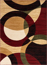 Modern Styling Shapes Circles Multi Color Red Black Beige Thick Soft Area Rug