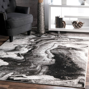 Abstract Grey Soft Area Rugs