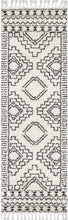 Moroccan Tribal Off White Grey Shag Soft Plush Area Rug