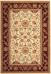 Traditional Oriental Soft Area Rug, Ivory/ Red