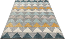 Triangles Geometric Grey Gold Area Rug