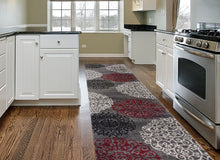 Floral Gray White Red Area Rugs