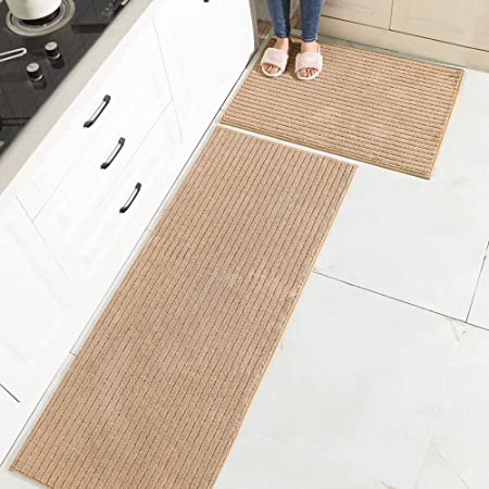 Set of 2 Non-slip Soft Kitchen Floor Mats PVC Spring Responsive Kitchen Rugs  Waterproof Kitchen Rugs and Home Mats Sink Rugs Kitchen Standin 
