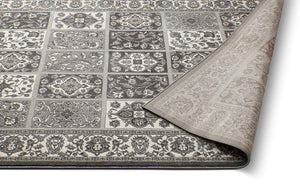 Modern Floral Panel Persian Design Grey Ivory Area Rug