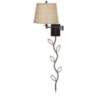 Brinly Plug-In Swing Arm Wall Lamp with Brown Burlap Shade