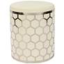 Aubrey Cream Velvet Brushed Geometric Pattern Ottoman