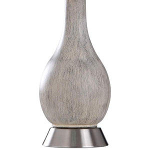 Baden Aged Egg Shell and Brushed Steel Vase Table Lamp