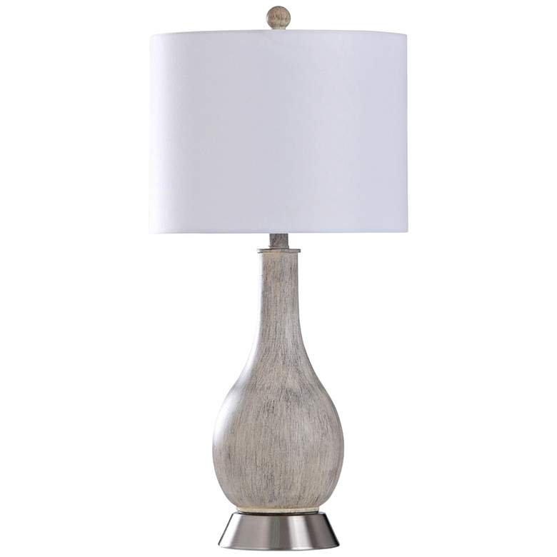 Baden Aged Egg Shell and Brushed Steel Vase Table Lamp