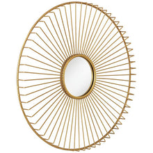 Sarra Gold Leaf Metal 33" Round Wall Mirror