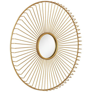 Sarra Gold Leaf Metal 33" Round Wall Mirror