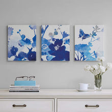 Cobalt Garden 14" High 3-Piece Canvas Wall Art Set