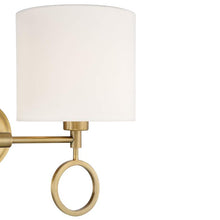 Amidon Antique Brass Drop Ring Plug-In 2-Light Wall Lamp