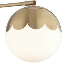 Kelowna Brass and Glass Globe Plug-In Swing Arm Wall Lamp with Cord Cover