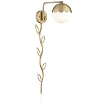 Kelowna Brass and Glass Globe Plug-In Swing Arm Wall Lamp with Cord Cover